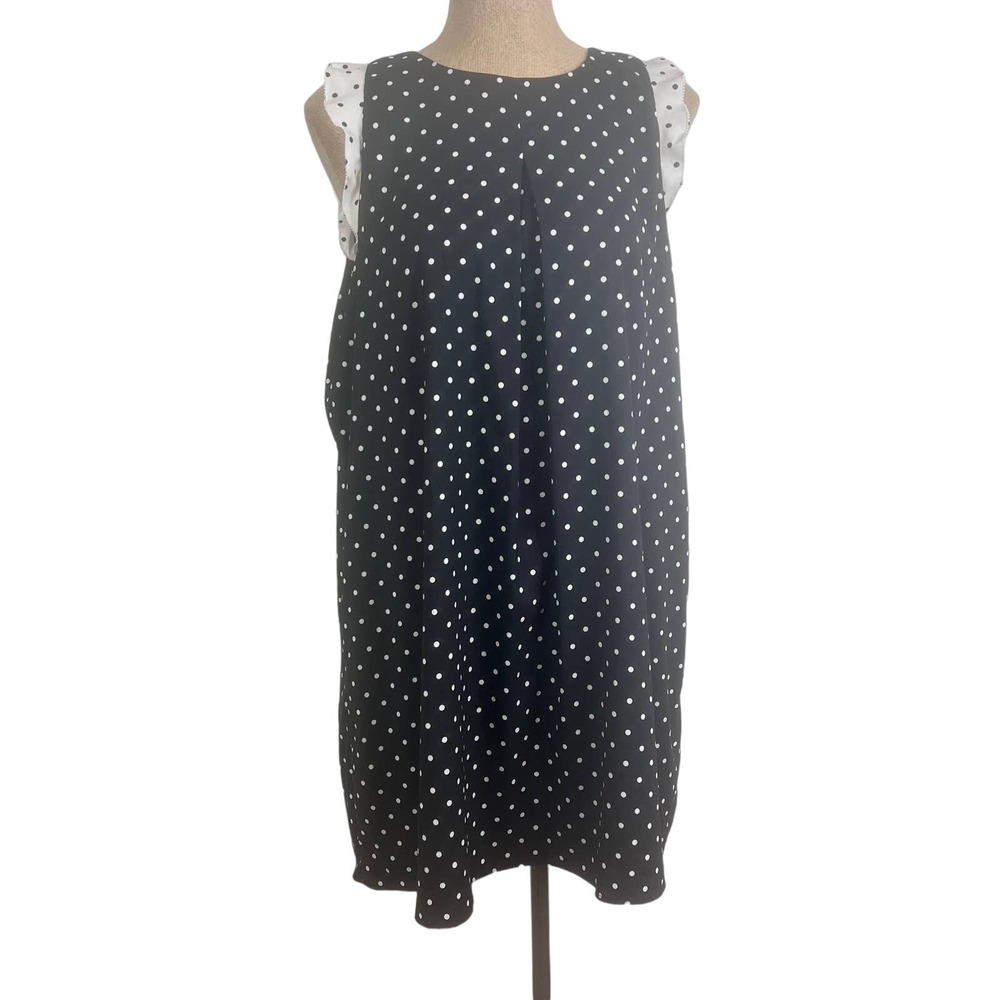 Ann Taylor Black and White Polka Dot Lined Dress SZ‎ L
